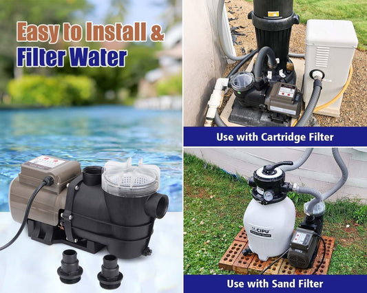CIPU 0.35HP 2700GPH Pool Pump Built-In Timer 115V Above Ground Self Priming New