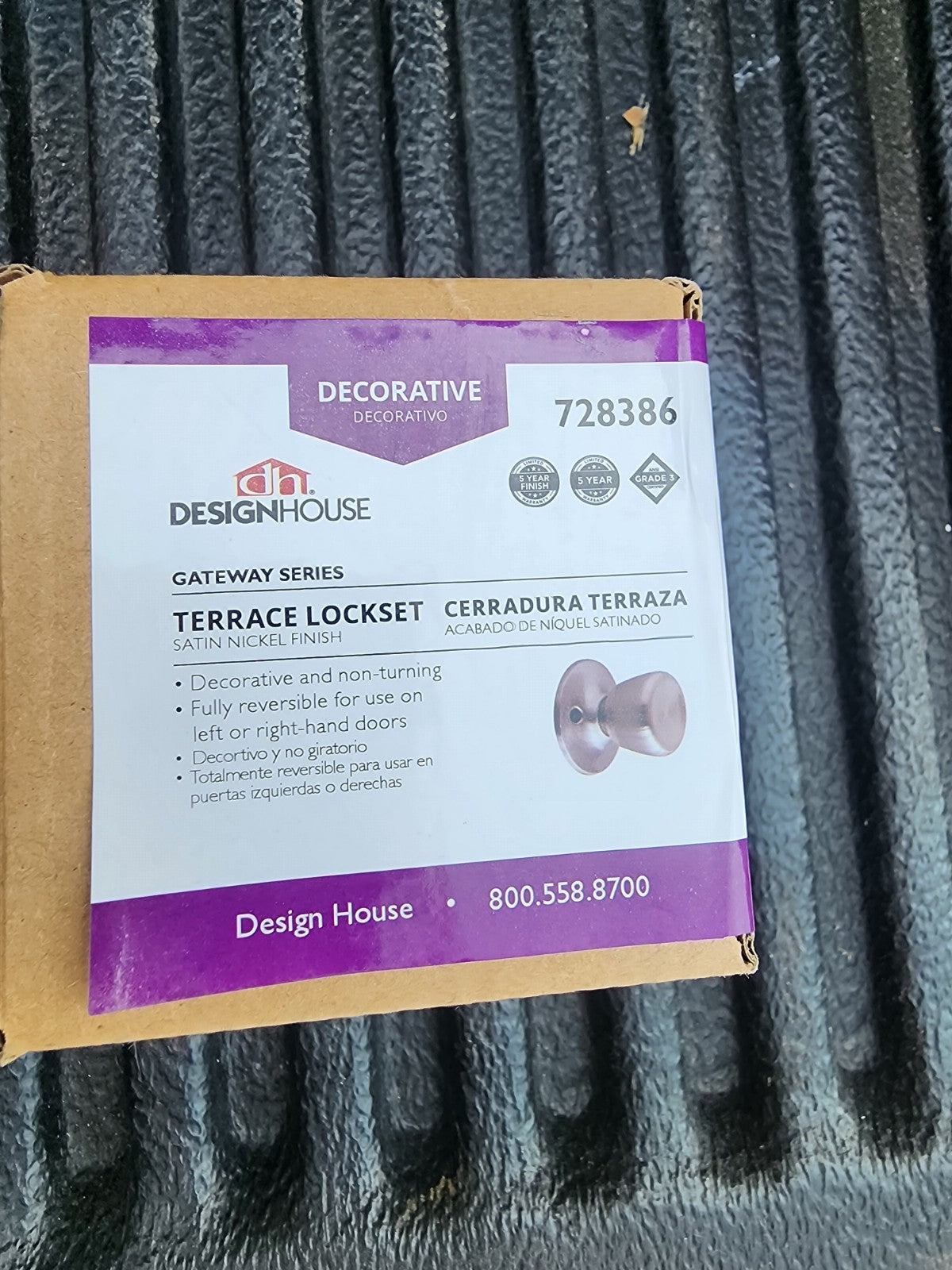 Design House 190793 Terrace 6-Pack Dummy Door Knob Satin Nickel ANSI Grade 3