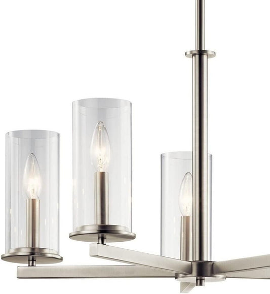 Kichler 43999CH Crosby 5-Light Chrome Chandelier Clear Glass 26" Dimmable
