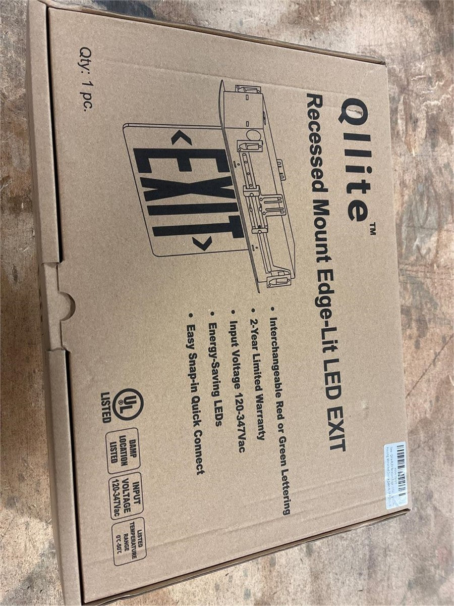 Commercial Exit Sign LED Recessed Mirror Acrylic Battery Backup UL 120V