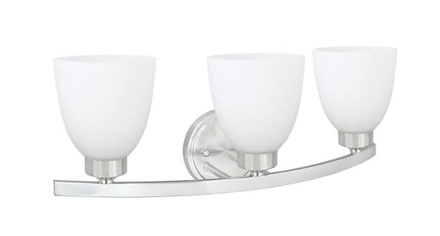 Aspen Creative 21" Vanity with 3-Lights - Satin Nickel - Frosted Glass Shades