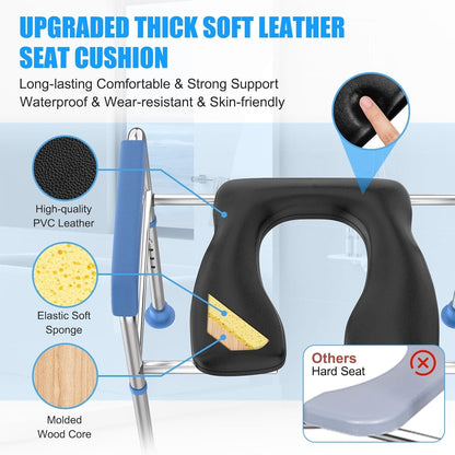 Raised Toilet Seat Handles 400lb Padded Riser Adjustable Senior Bariatric Safety