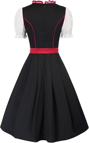 Scarlet Darkness Women's Dirndl Dress 3 Piece Oktoberfest German Black Red XL
