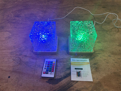 Ocean Wave Projection Lamp 16-Color RGB 3D Water Ripple 2-Pack Touch Remote