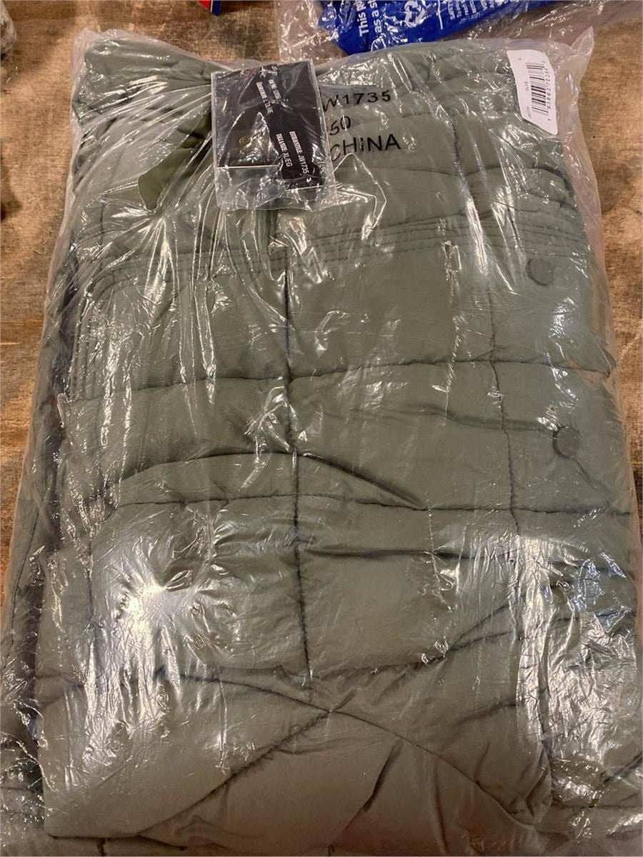Royalty For Me Women XL Puffer Jacket Olive Hooded Cinched Waist Snap Zip New