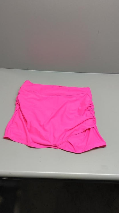 Hot Pink High Waisted Bikini Set Swim Skirt 3 Piece Bathing Suit Size Large