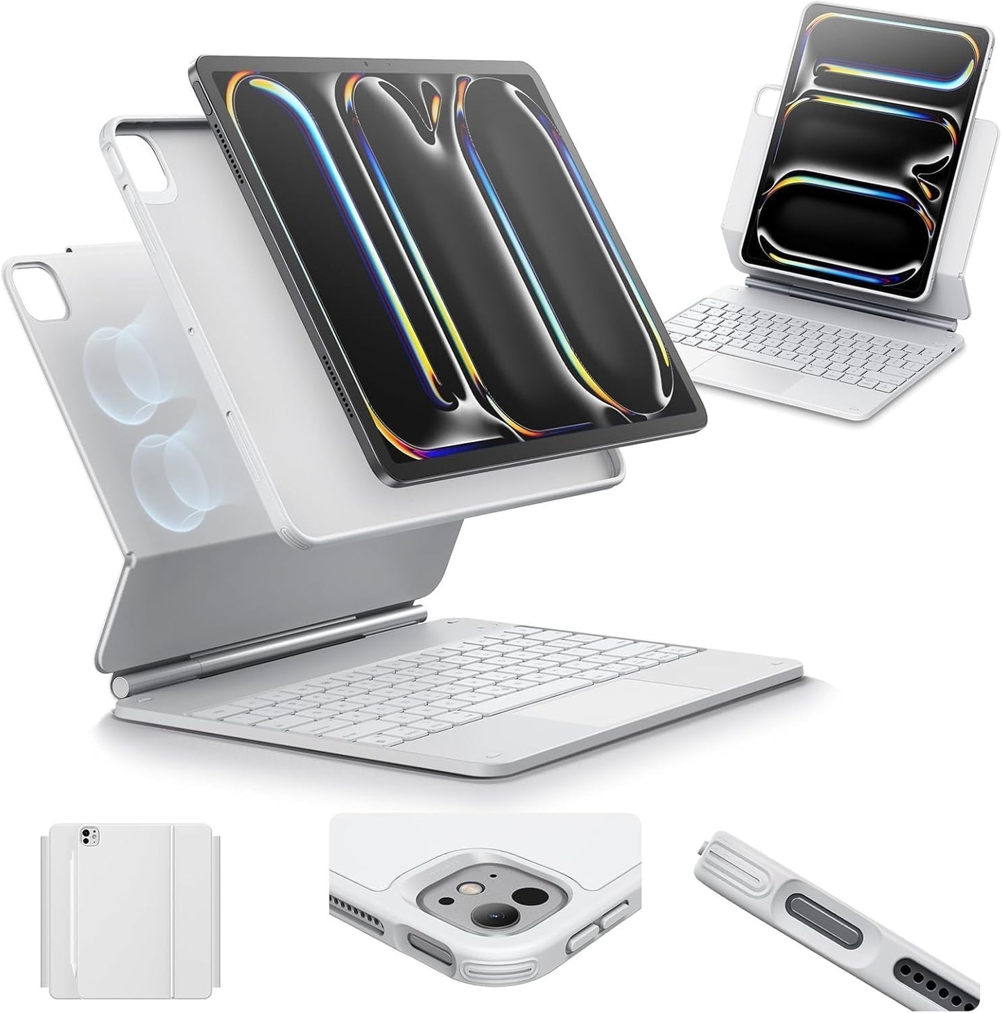 ESR iPad Pro 13 M4 Keyboard Case Rebound 360 Detachable Magnetic White