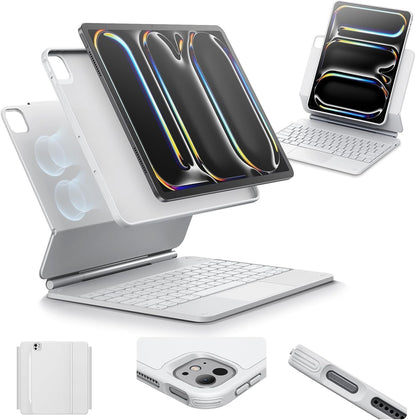 ESR iPad Pro 13 M4 Keyboard Case Rebound 360 Detachable Magnetic White