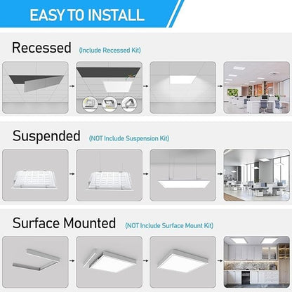 6 Pack 2x2 LED Flat Panel Light Drop Ceiling 40W 4400LM 3CCT Dimmable ETL Office