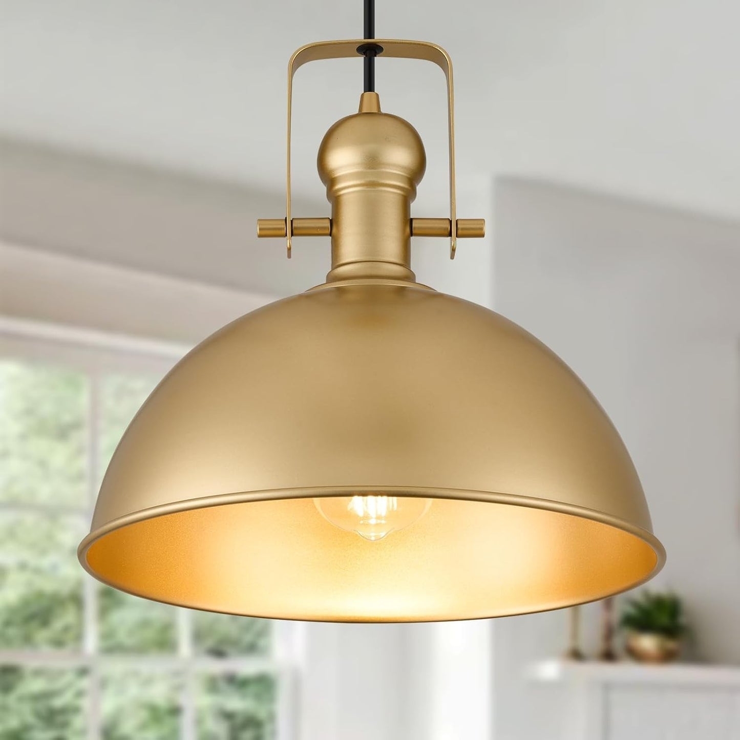 12 Inch Gold Farmhouse Pendant Lights 3 Pack Kitchen Island Matte Dome Adjustabl