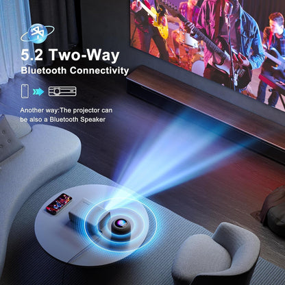 Agreago GC357 1080P Projector Auto Focus WiFi 6 Bluetooth 5.2 w/Screen 300"