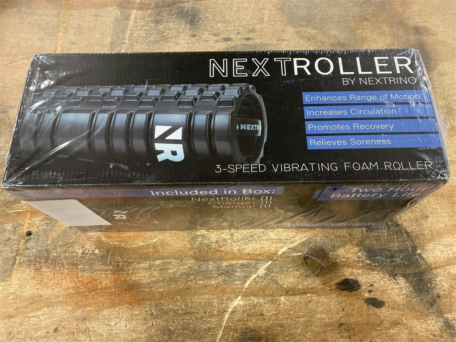 NextRoller 3-Speed Vibrating Foam Roller — Deep Tissue Recovery Massage Sealed