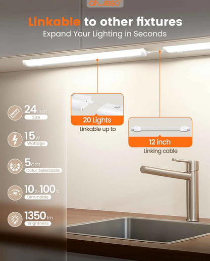 ALUSSO LIGHTING 24" LED Under Cabinet Light 2 Pack 5CCT 1350LM Dimmable Linkable