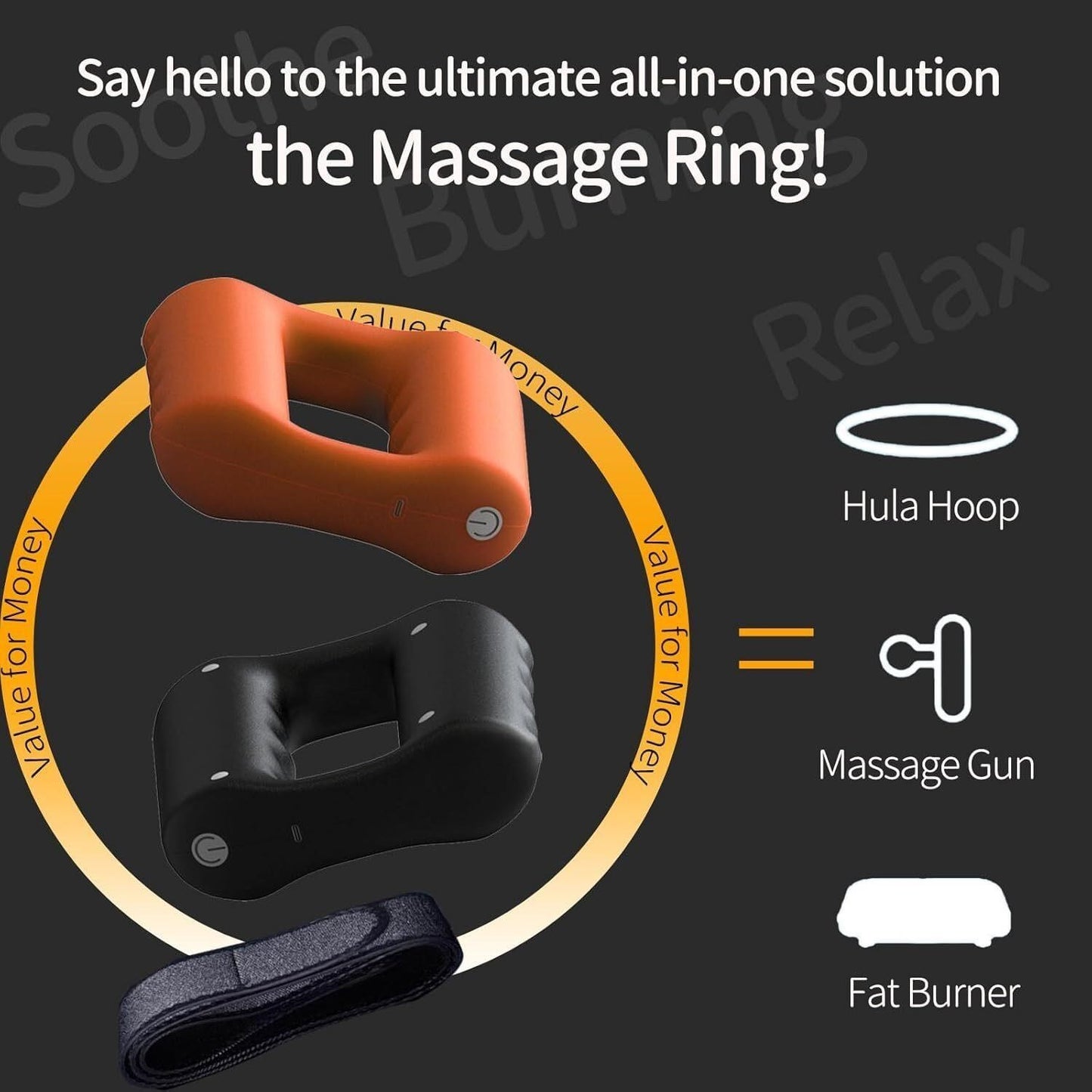 GiftPlus Massager Ring 5-Speed 21kg Deep Tissue Body Strap Cordless USB-C
