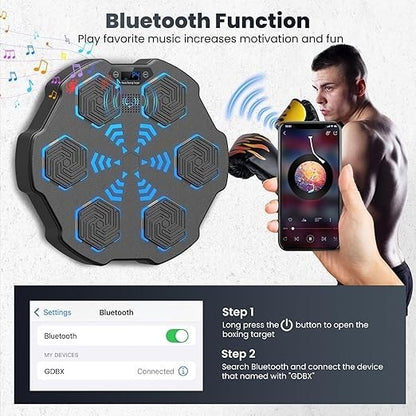Music Boxing Machine Bluetooth Wall Mounted Trainer Gloves Kids Adults Workout
