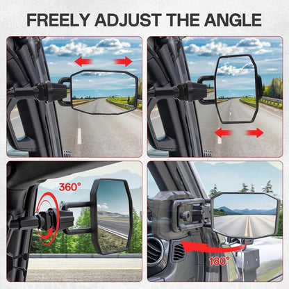 GEVINFA Wrangler JL JLU Gladiator JT 2018-23 Doors Off Mirrors Phone Holder Pair