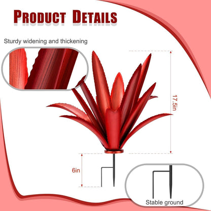 Metal Agave Plant Yard Art Tequila Rustic Garden Stake Red Outdoor Lawn Decor