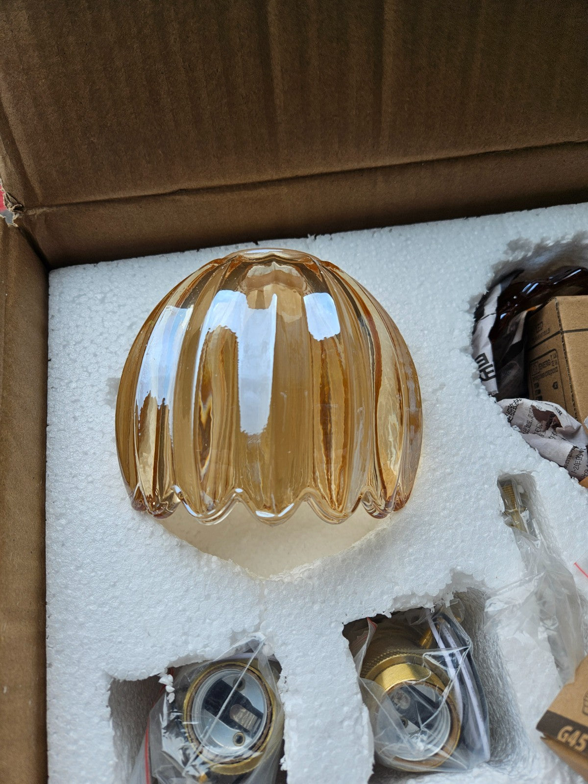 Vintage Wall Sconce 2-Pack Amber Tulip Glass Brass 180 Adjustable Hardwired LED