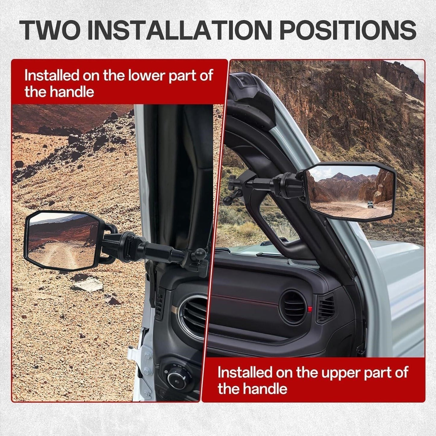 GEVINFA Wrangler JL JLU Gladiator JT 2018-23 Doors Off Mirrors Phone Holder Pair