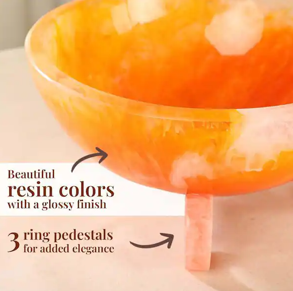 Folkulture 9 Inch Resin Fruit Bowl Pink-Orange Starburst Centerpiece Decoration