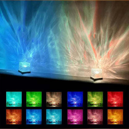 Ocean Wave Projection Lamp 16-Color RGB 3D Water Ripple 2-Pack Touch Remote