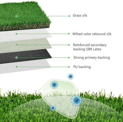 Realistic 3’x5’ Artificial Grass Rug - Washable 1.55" Thick Turf