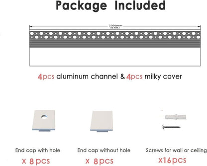 Besseto 4-Pack Plaster-In LED Channel 6.6ft Trimless Drywall Aluminum New