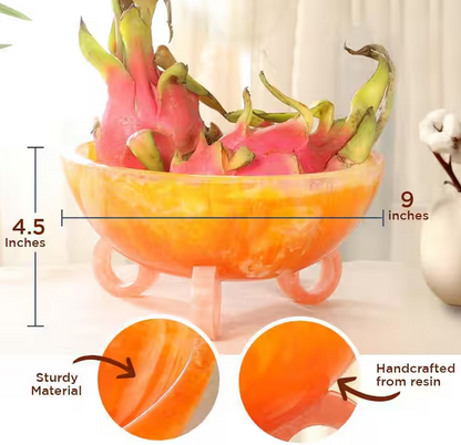 Folkulture 9 Inch Resin Fruit Bowl Pink-Orange Starburst Centerpiece Decoration