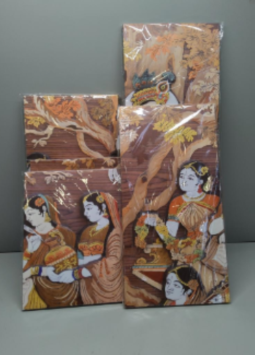 Radha Krishna 5 Piece Canvas Wall Art Hindu God Watercolor 60x32 Living Room Dec
