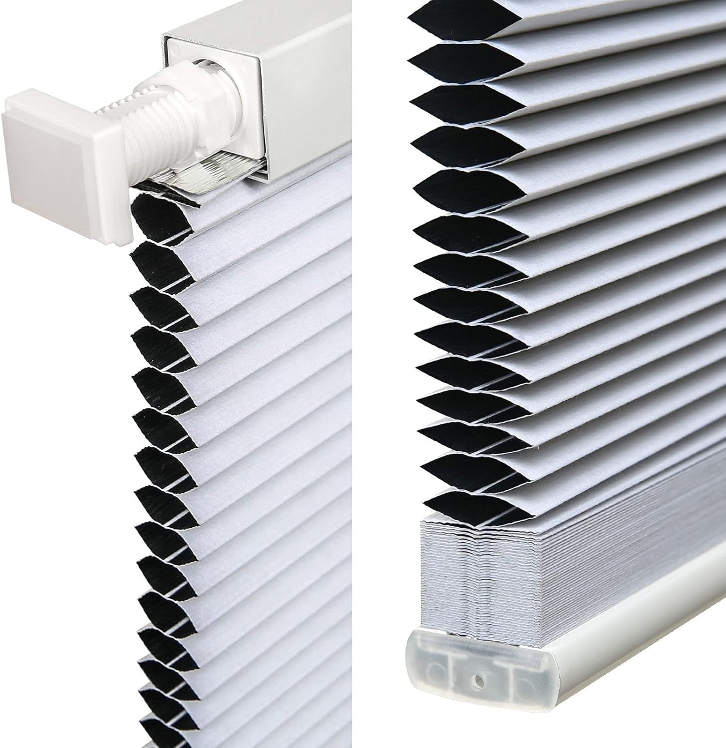 LazBlinds No Drill Cordless Blackout Shades – 24”x48” - Silver White Blinds