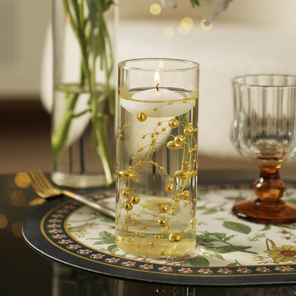 12 PCS Glass Vases for Centerpieces with 24 PCS Floating Candles for 12 SET