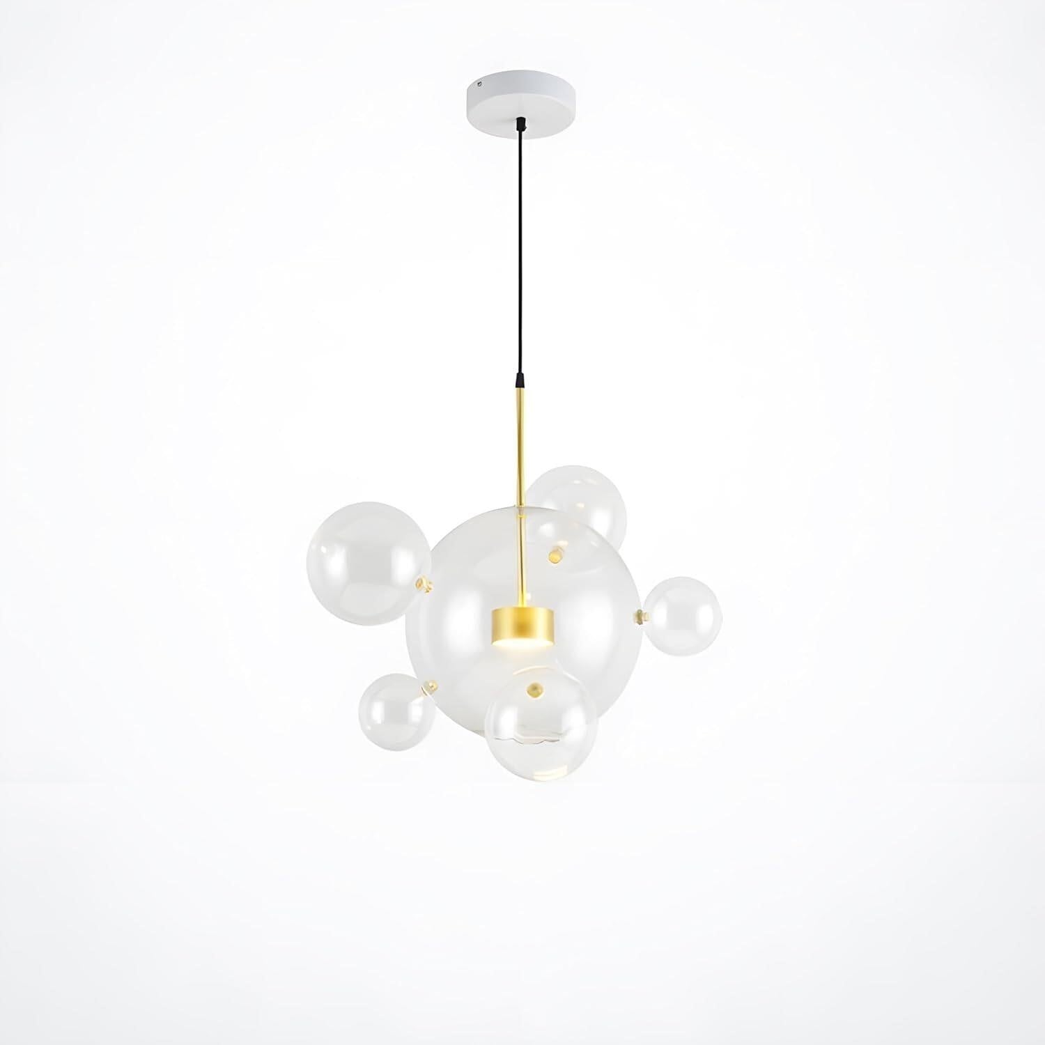 Modern Bubble Glass Globe Chandelier Pendant Light 20" Gold Dimmable LED