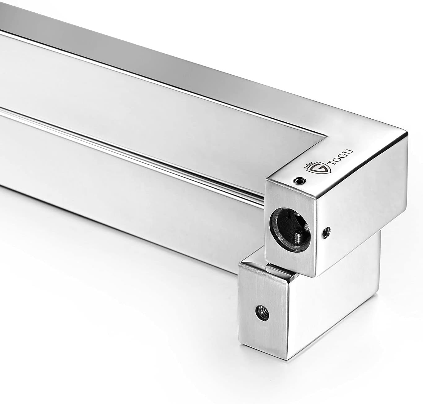 Ranbo 48" Rectangular Entrance Handle - Fits Glass & Wood Doors - Brushed Nickel