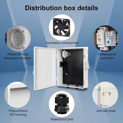 Outdoor Waterproof NEMA Junction Box Thermostat Fan ABS Hinged Plug & Play