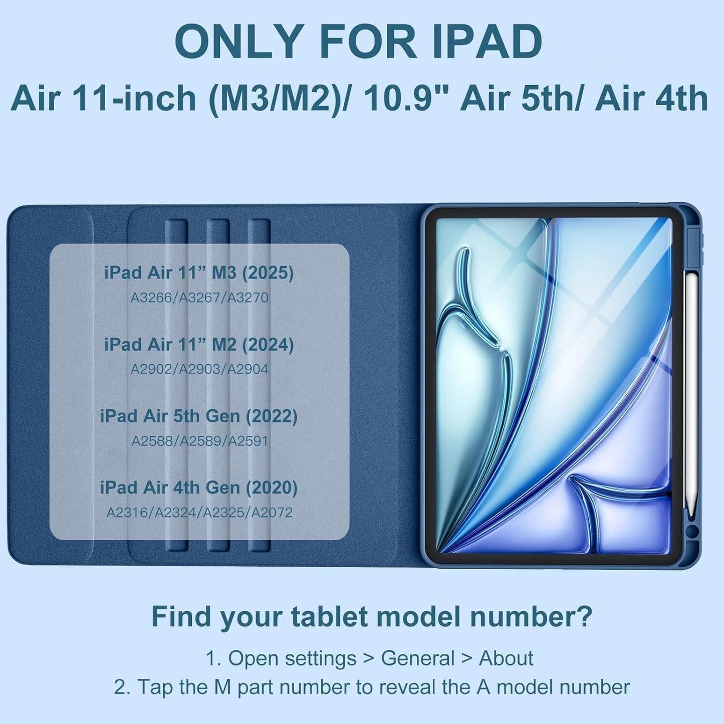 iPad compatible 11" M3/M2 Detachable Magnetic Folio - Backlit Keys-Pencil Holder