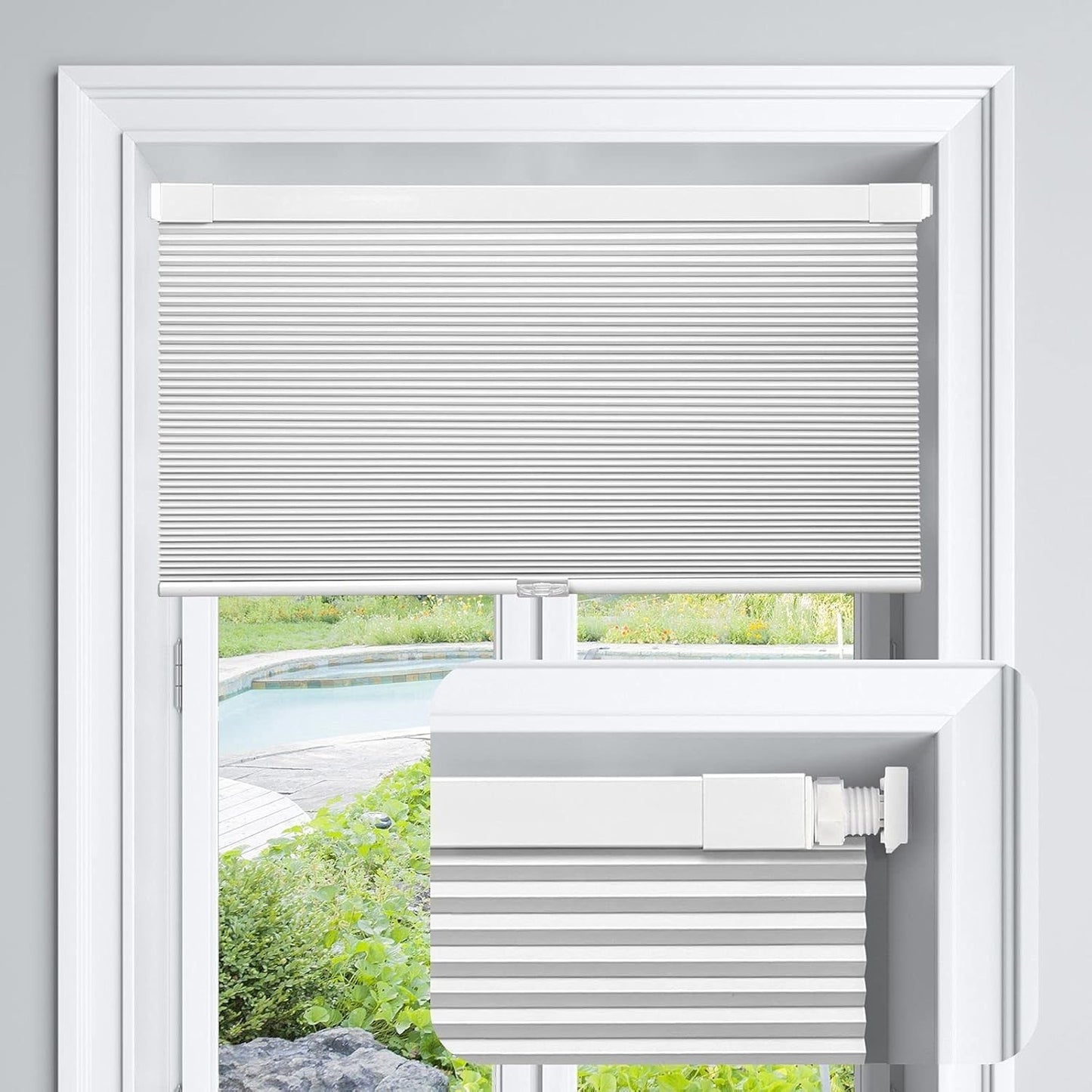 LazBlinds No Drill Cordless Blackout Shades – 24”x48” - Silver White Blinds