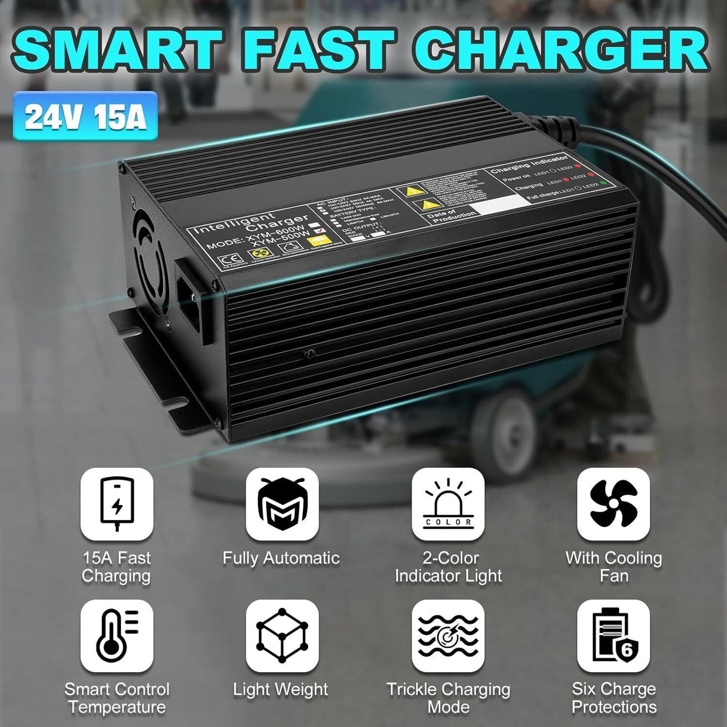 24V 15A Battery Charger Tennant T2 T3 T5 T7 Nobles SS3 SS5 Clarke Floor Scrubber