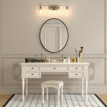 4-Light Vanity Fixture - Clear Glass Shades - Brushed Nickel - VONLUCE
