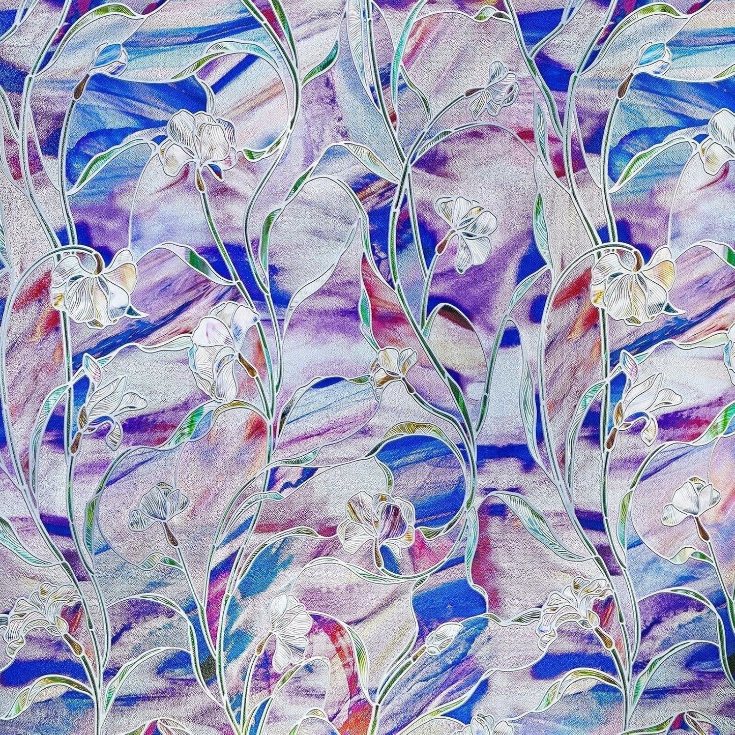 Coavas Stained Glass Window Film 5-Roll Lot Floral Privacy Cling No Glue UV