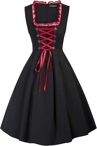 Scarlet Darkness Women's Dirndl Dress 3 Piece Oktoberfest German Black Red XL
