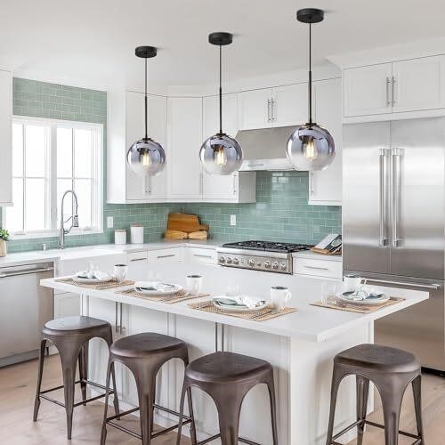 KCO 7.9" Silver Gradient Mercury Globe Pendant Light E26 Mid-Century Modern
