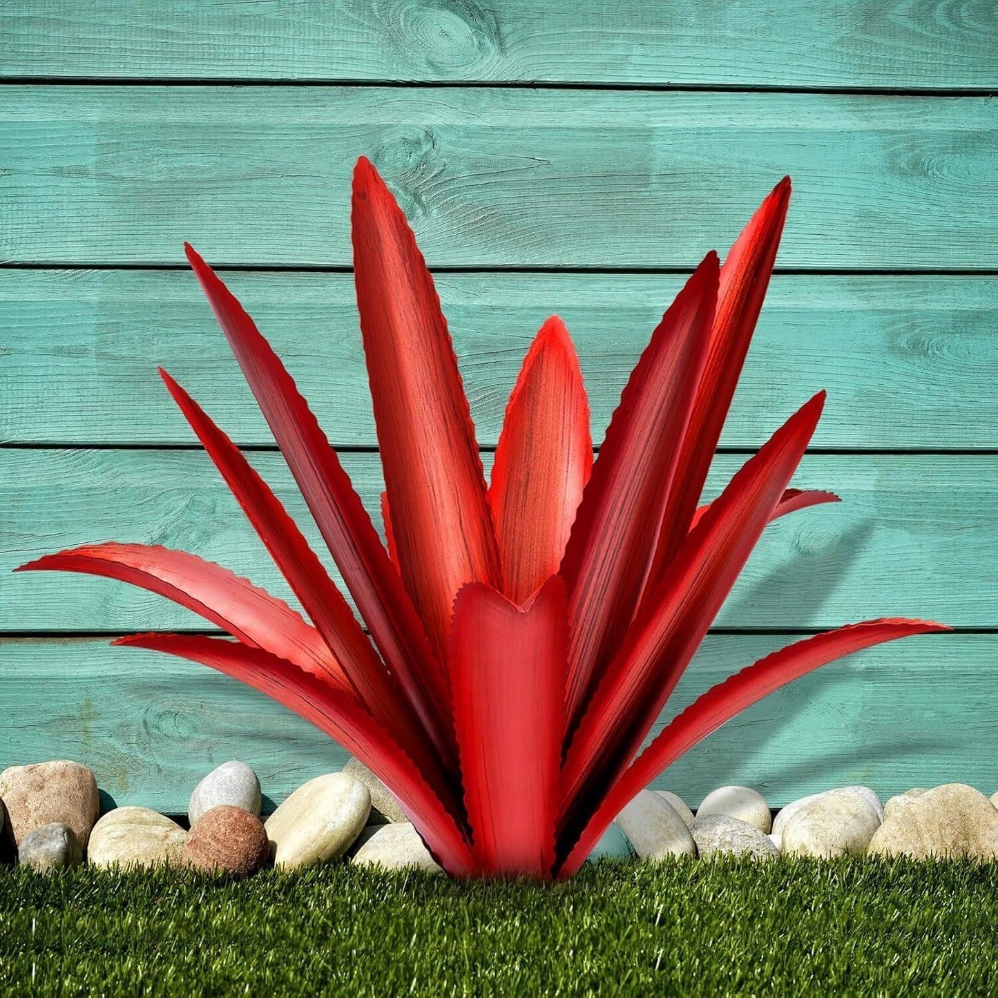 Metal Agave Plant Yard Art Tequila Rustic Garden Stake Red Outdoor Lawn Decor