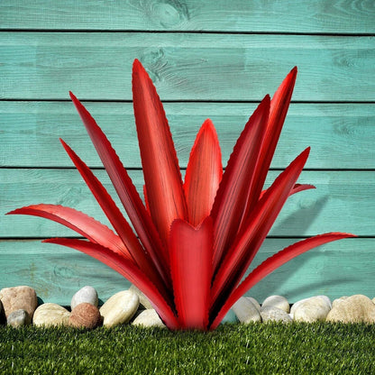 Metal Agave Plant Yard Art Tequila Rustic Garden Stake Red Outdoor Lawn Decor