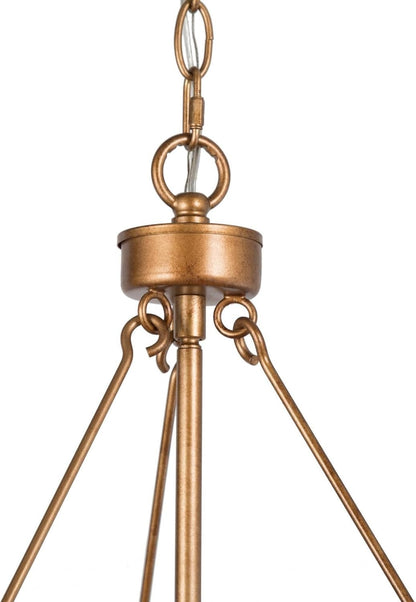 3-Tier Wood Bead Chandelier 6-Light Antique Gold Boho Farmhouse 16" UL E12