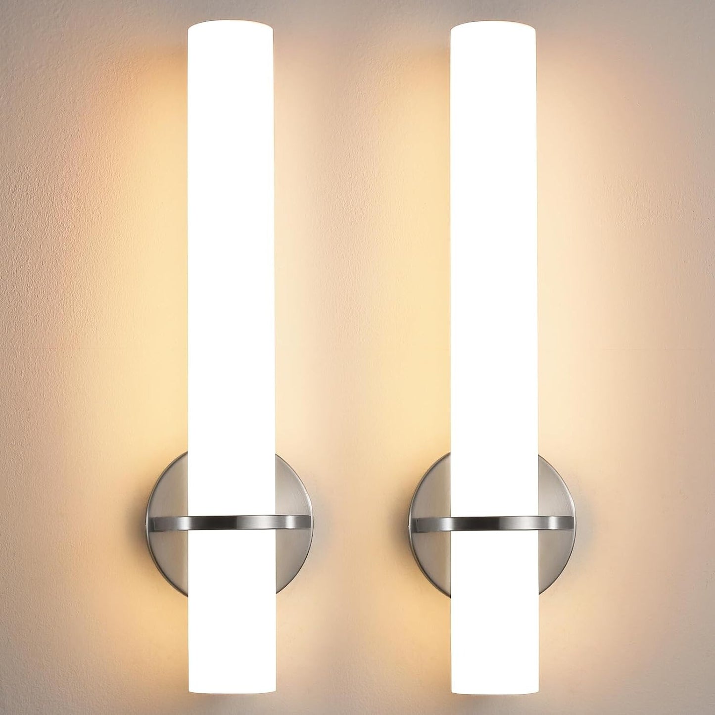 Set of 2 AIJIASI 18" LED Vanity Lights - 18W Dimmable Brushed Nickel - 3000K