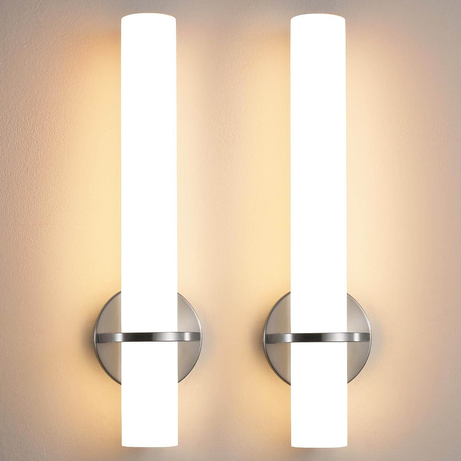 Set of 2 AIJIASI 18" LED Vanity Lights - 18W Dimmable Brushed Nickel - 3000K