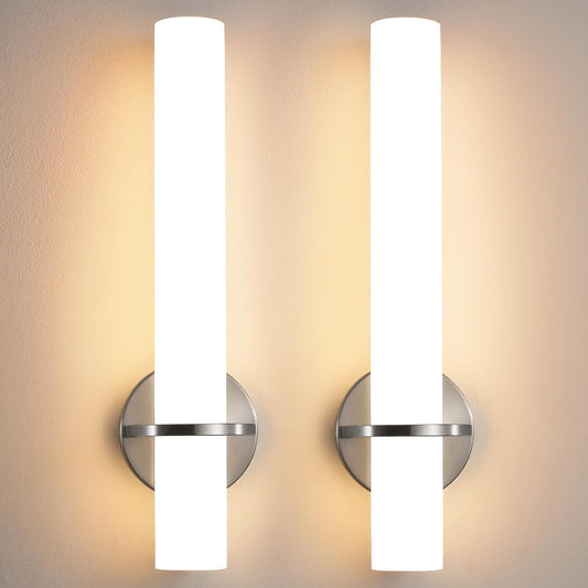 Set of 2 AIJIASI 18" LED Vanity Lights - 18W Dimmable Brushed Nickel - 3000K