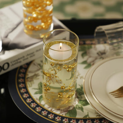12 PCS Glass Vases for Centerpieces with 24 PCS Floating Candles for 12 SET