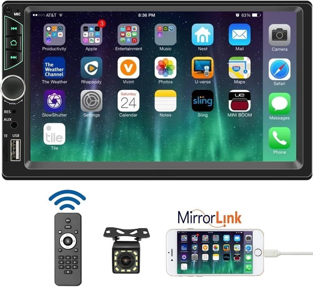 7 Inch Car Stereo Double Din Radio Touchscreen with Backup Camera Bluetooth MP3