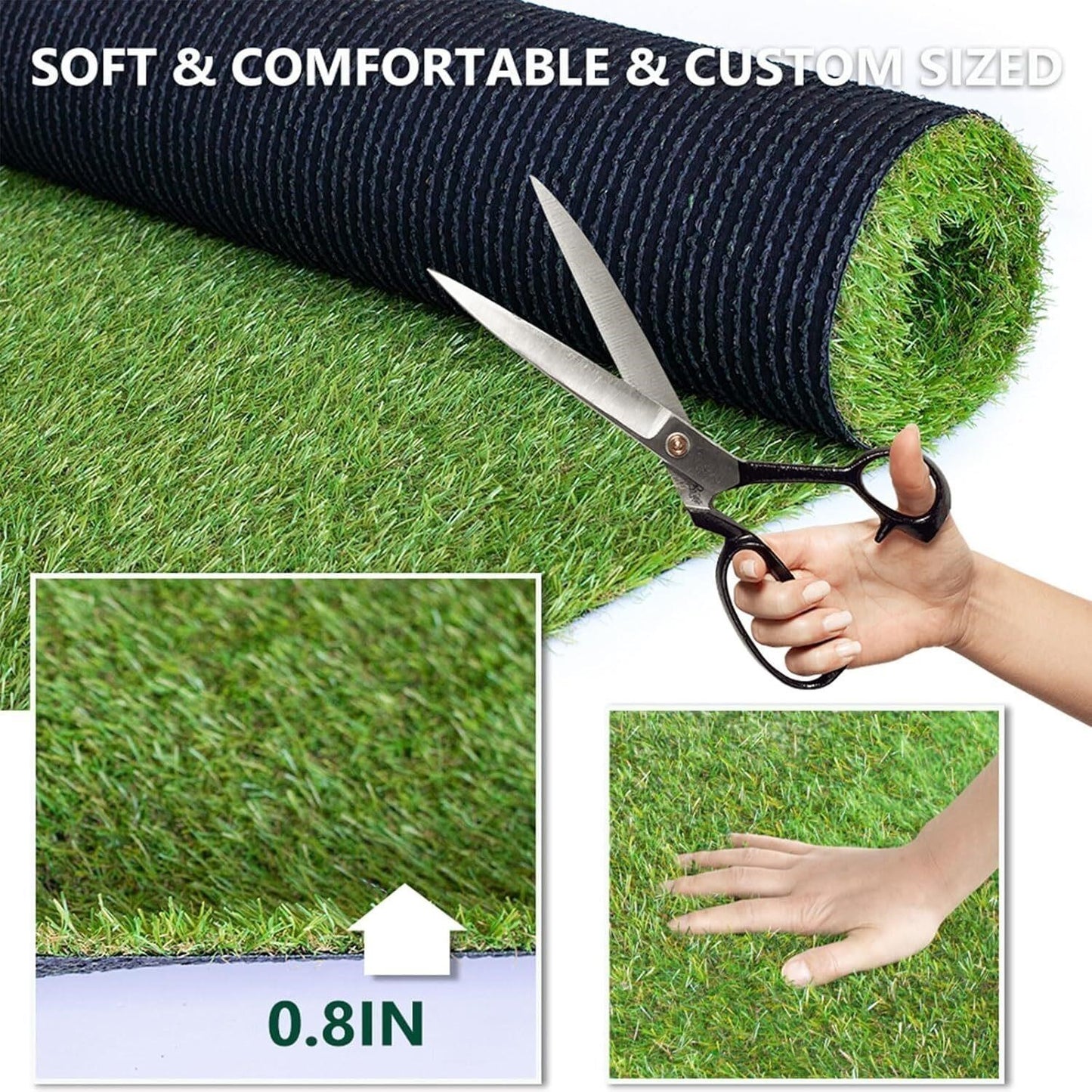 Realistic Artificial Turf/Grass - 4'x6' - 0.8" Pile - In/Outdoor - Pet Friendly
